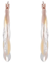 Macy's Dual-Tone Textured Hoop Earrings in 14K Gold Over Sterling Silver