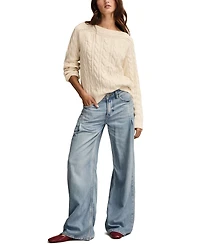 Lucky Brand Women's Boat Neck Cable Sweater