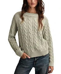 Lucky Brand Women's Boat Neck Cable Sweater