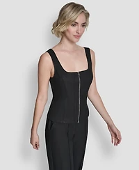 Dkny Women's Sleeveless Zipper Corset Top