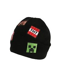 Minecraft Men's Printed Character Patches Black Cuff Beanie