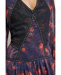 Warehouse Women's Plunge Neck Pleated Maxi Dress