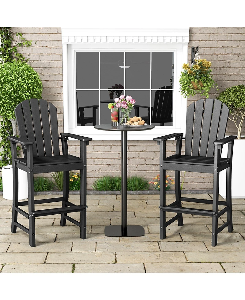 Slickblue Set of 2 Hdpe Counter Height Bar Stools for Outdoor Patio