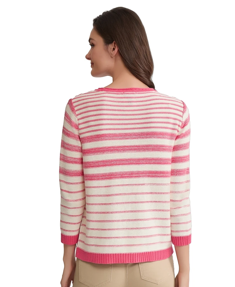 Jones New York Women's Striped Crewneck Sweater