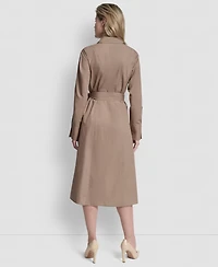 Dkny Women's Long-Sleeve Collared Neck Midi Shirtdress