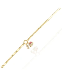 Hello Kitty Initial Crystal Charm Bracelet, Gold Tone