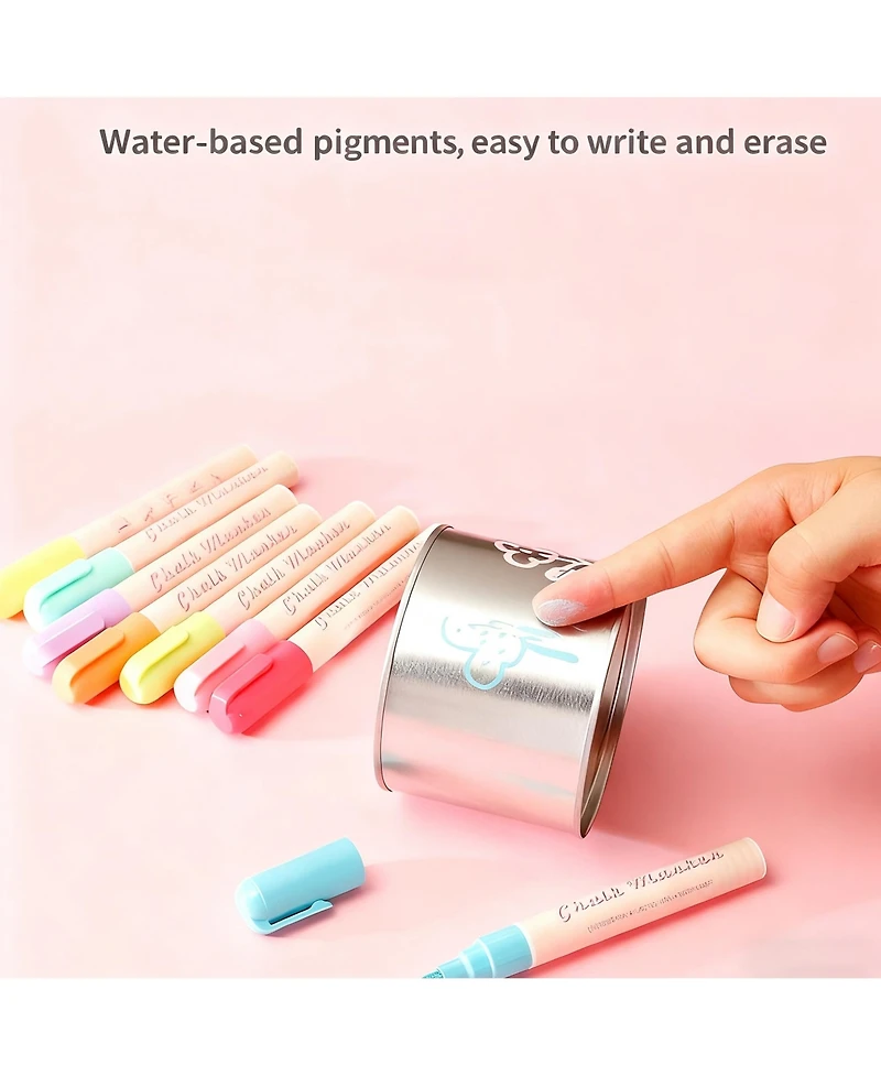 Htutwoo 0.23" Macaron Liquid Chalk, Erasable Painting Graffiti Highlighter for Blackboard Writing and Painting