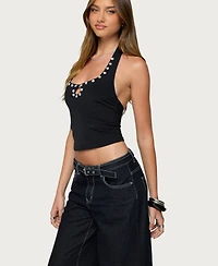 Edikted Women's Coraline Button Cutout Halter Top