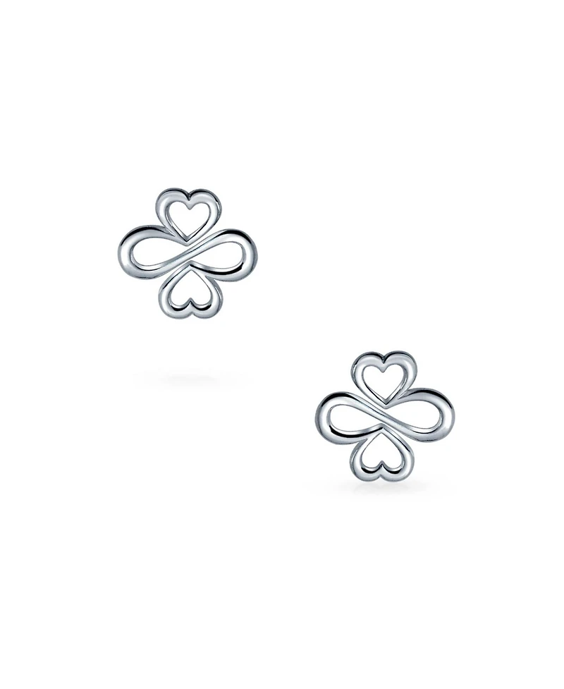 Bling Jewelry Heart Infinity Clover Love, Luck & Unity Bolo Bracelet & Stud Earrings Jewelry Set Sterling Silver Adjustable