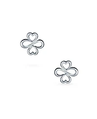 Bling Jewelry Heart Infinity Clover Love, Luck & Unity Bolo Bracelet & Stud Earrings Jewelry Set Sterling Silver Adjustable