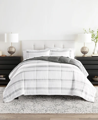 ienjoy Home Stitched Stripe 3-Piece Comforter Set