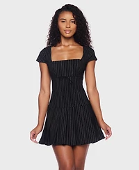 B Darlin Juniors' Striped Pleated Mini Dress