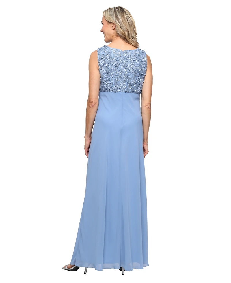 Alex Evenings Women's Empire Waist Long Open Soutache Jacket Dress