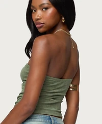 Edikted Women's Kalina Cutout Faux Suede Strapless Top