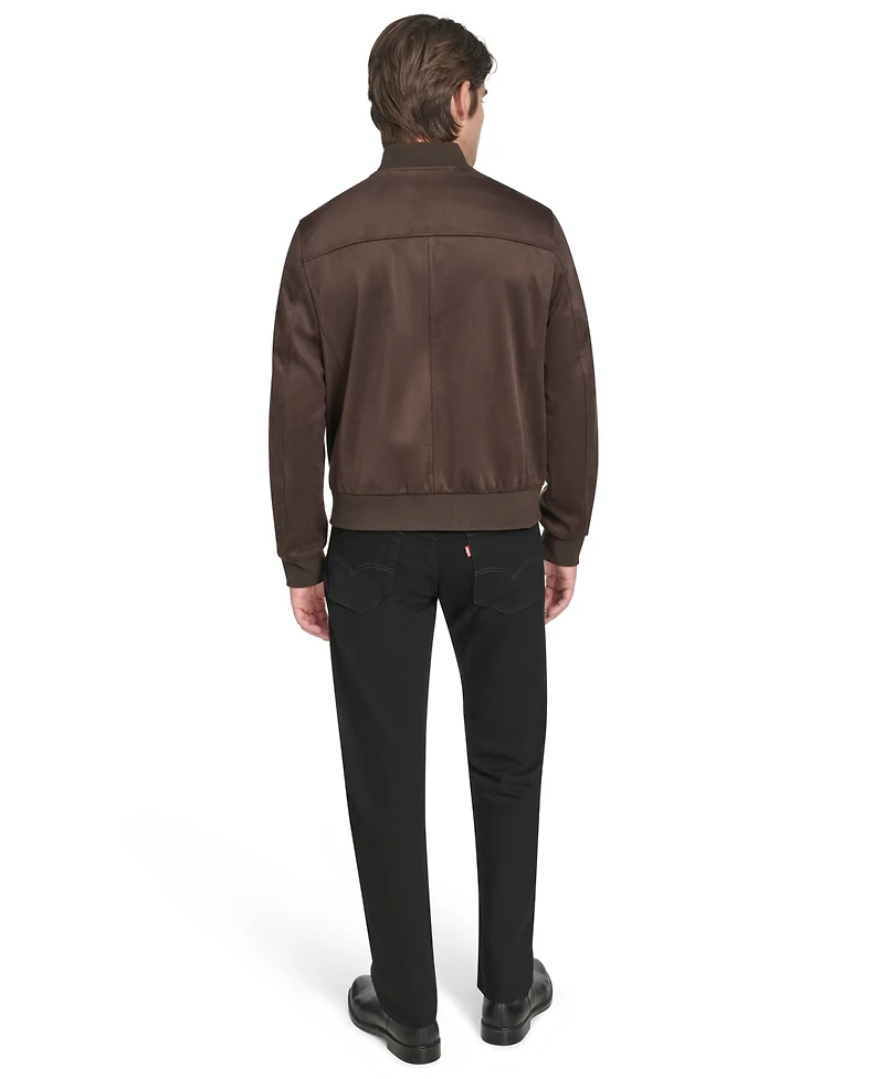Cole Haan Men's Faux Suede Bomber Jacket