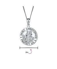 Bling Jewelry Set of 2 Saint Christopher and Saint Theresa Medal Round Medallion Pendant Necklace Sterling Silver