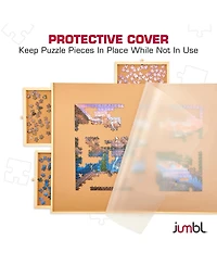 Jumbl 2000-Piece Puzzle Board with Drawers, Lazy Susan & Cover - Rotating Wooden Jigsaw Puzzle Table
