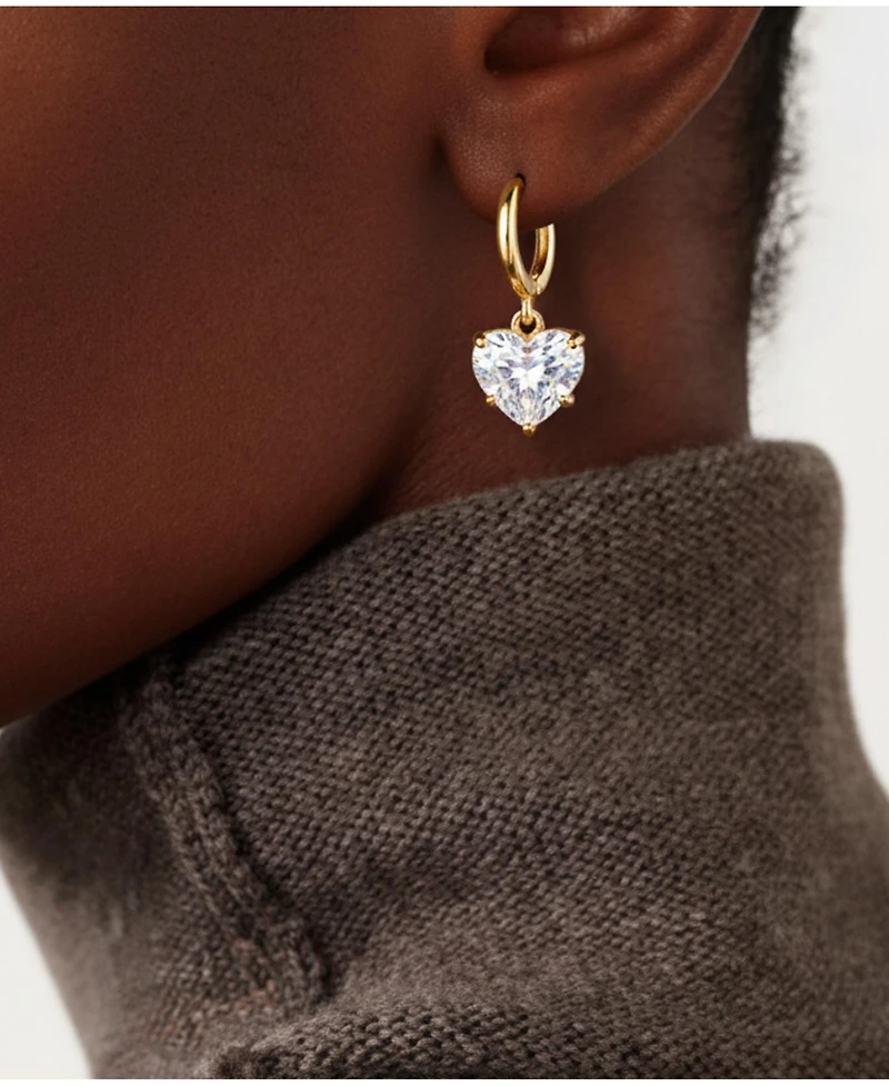 18 K Gold Plated Brass with Stunning Heart Earrings - Lola Heart Earrings For Women