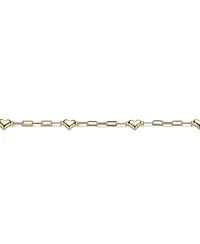 14k Gold Plated with Heart Link Chain Adjustable Bracelet