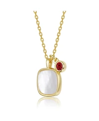 GiGiGirl 14K Gold Plated with Mother Of Pearl & Red Cubic Zirconial Necklace For Kids