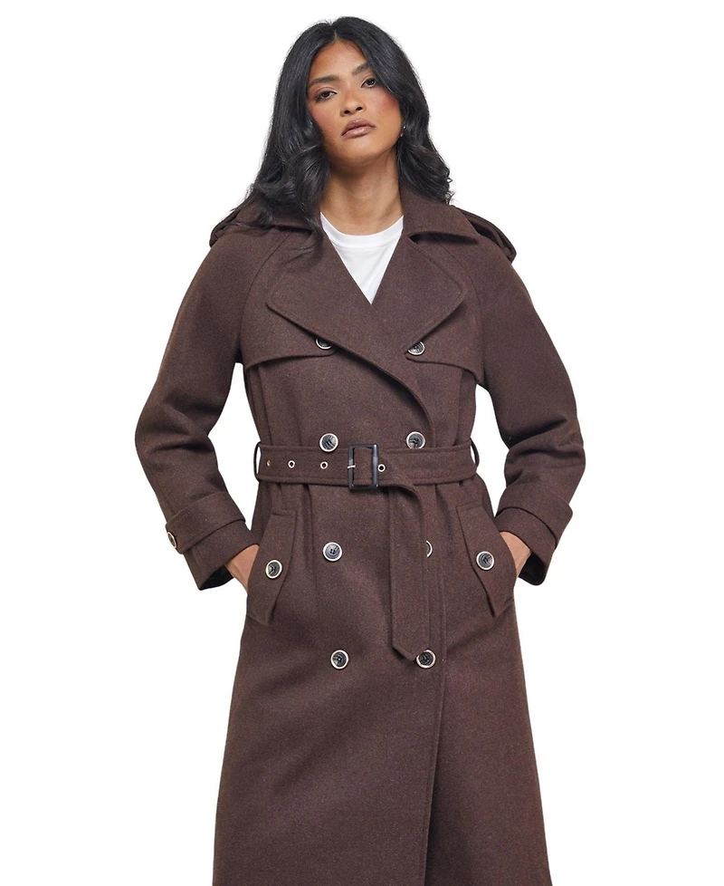 Warehouse Women's Wool Mix Belted Trench Coat