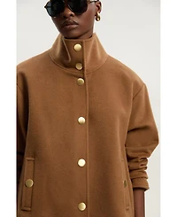 Karen Millen Women's Brushed Wool Funnel Neck Short Coat