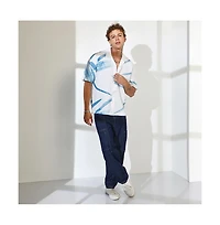 Campus Sutra Men's Sky Blue & Chalk White Stroked Waffle Oversized Shirt