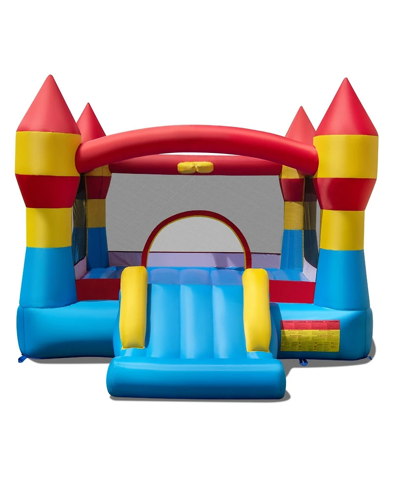 Hongge 3-in-1 Kids Bounce House with Slide, Basketball Hoop, and Large Jump Area (No Blower)
