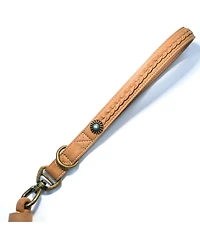 Blueberry Pet Silver-Powered Freshness Microfiber Suede Dog Leash Camel Tan– Fringed Style with Turquoise Studs