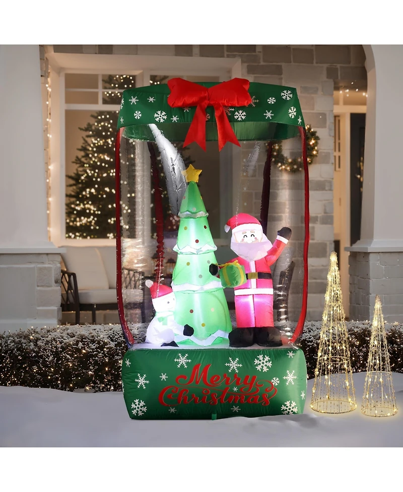 LuxenHome 6Ft Holiday Santa Display Present Inflatable with Lights