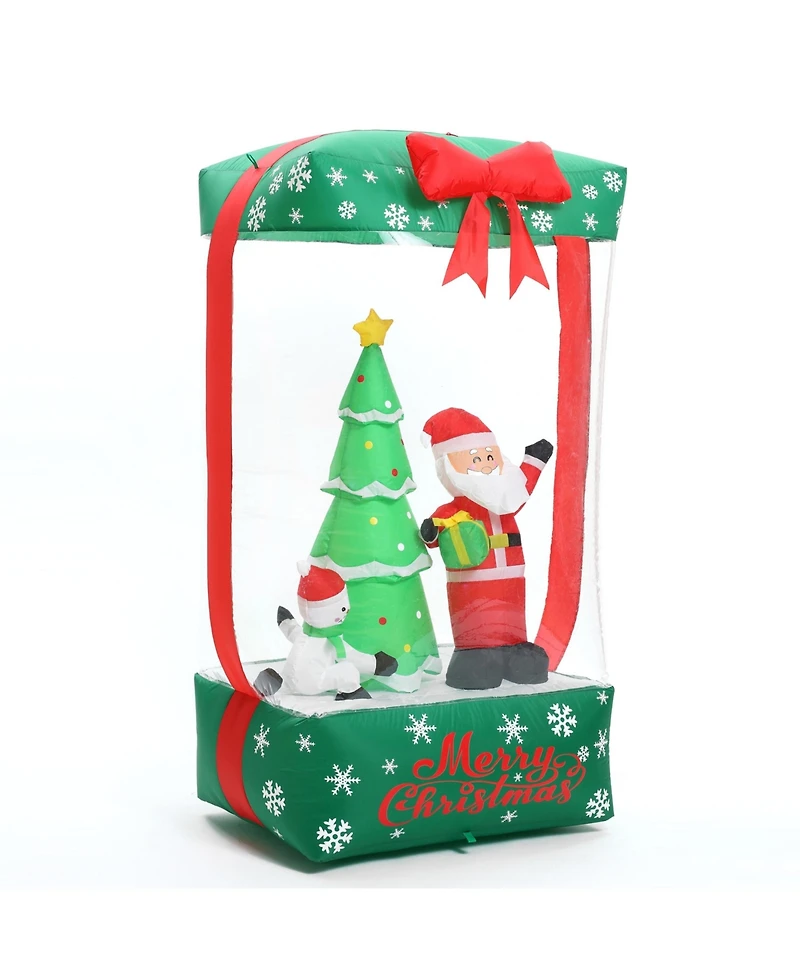 LuxenHome 6Ft Holiday Santa Display Present Inflatable with Lights