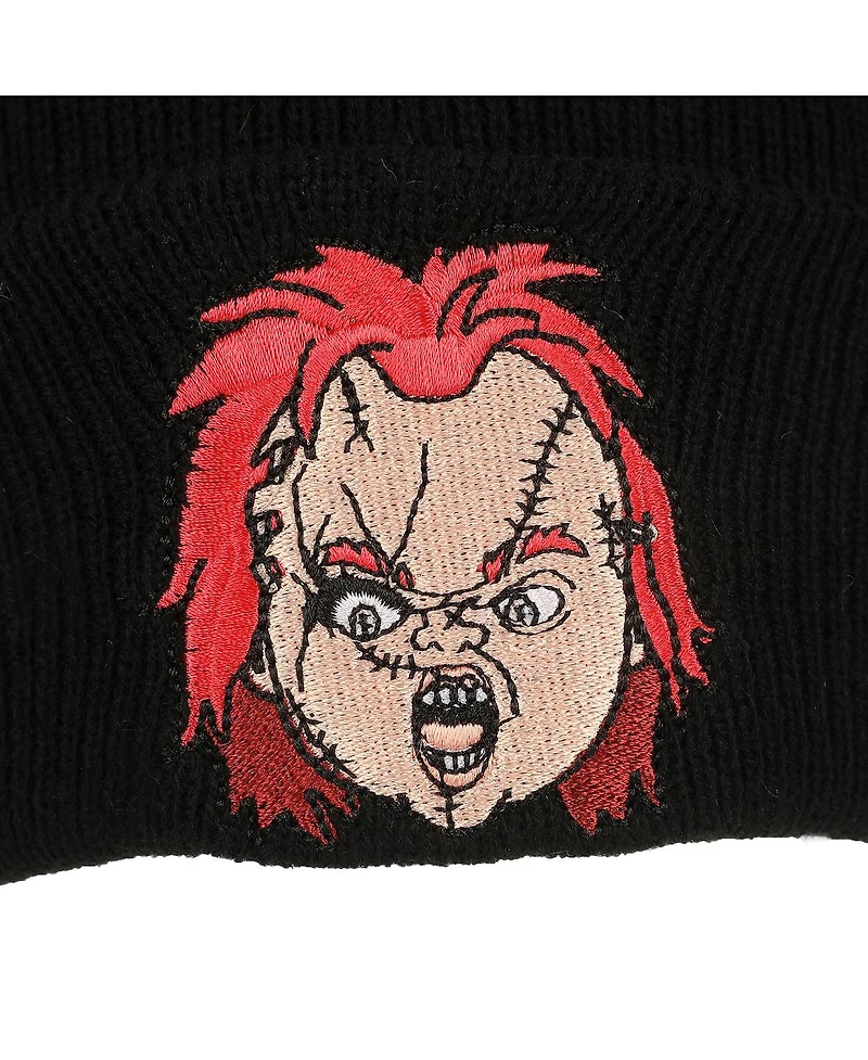 Chucky Men's Embroidery Black Acrylic Knit Standard Cuff Beanie
