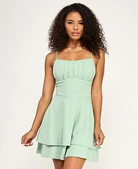 Emerald Sundae Juniors' Ruched Tiered Fit & Flare Dress