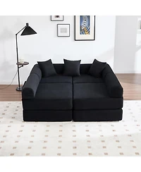 Streamdale Furniture Convertible Folding Sofa Bed with Pillow Back Handrail and Memory Foam