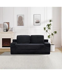 Streamdale Furniture Streamdale Corduroy Cloud Double Sofa, 2-in-1 Convertible Sofa Bed, Black