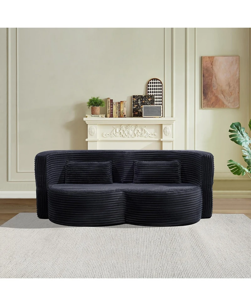 Streamdale Folding corduroy sofa bed, double sofa for living rooms, offices (dark gray)