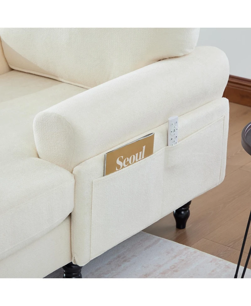 Streamdale Furniture Modern Minimalist Chenille Chaise Lounge Recliner Sofa with Armrests & Storage