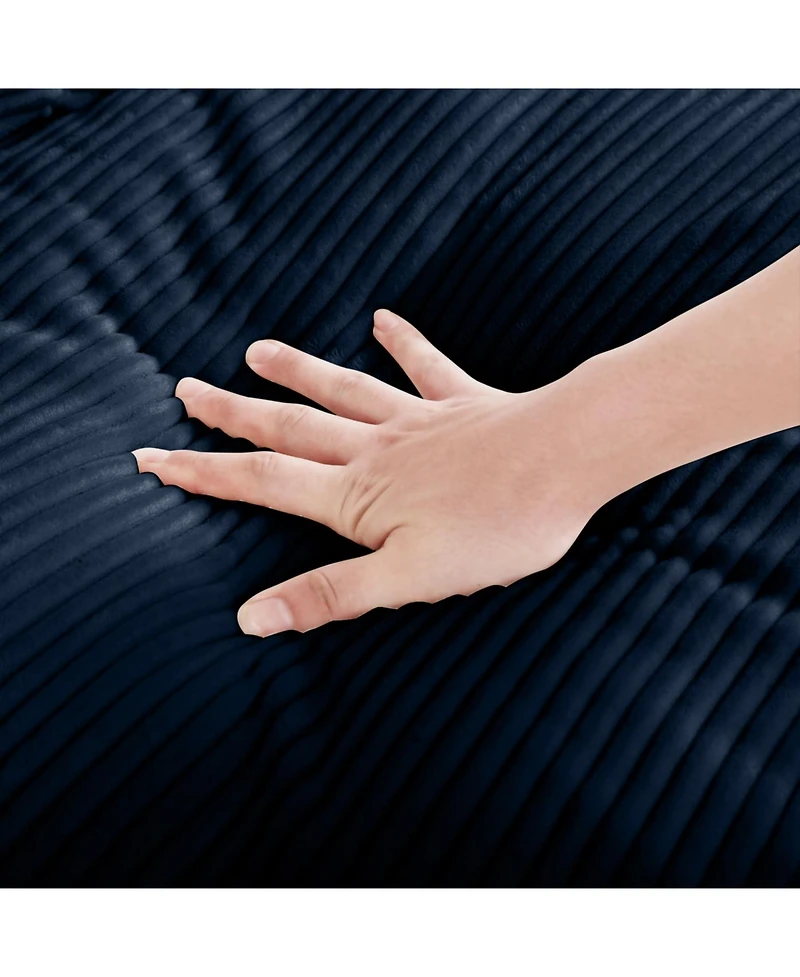 Streamdale Furniture Streamdale Large L Shape Corduroy Sectional Sofa with Storage Footstool, Blue