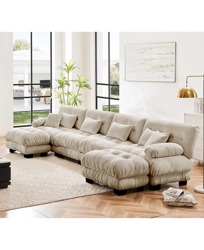 Streamdale Free Combination Modular Sectional Sofa, U Shaped Couch, 4-Seater Comfy Cloud Couch