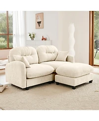 Streamdale Furniture Streamdale Cloud Sectional L-Shaped Couch w/ Ottoman, Beige