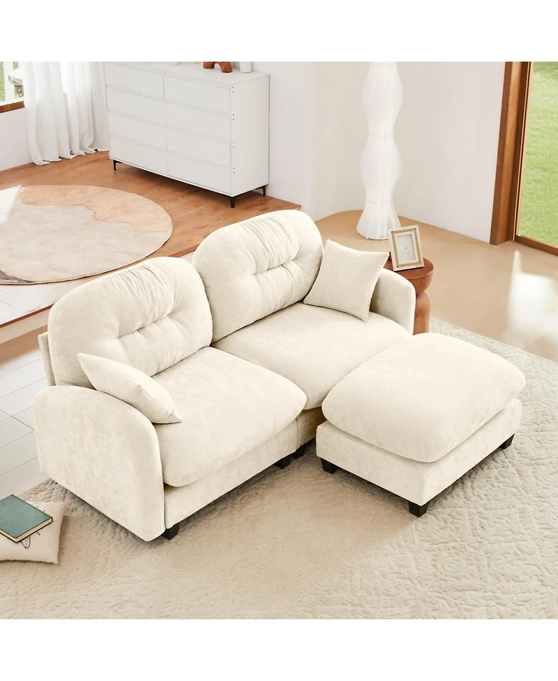 Streamdale Furniture Streamdale Cloud Sectional L-Shaped Couch w/ Ottoman, Beige