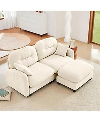 Streamdale Furniture Streamdale Cloud Sectional L-Shaped Couch w/ Ottoman, Beige