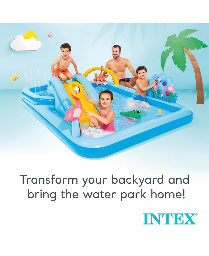 Intex Inflatable Jungle Adventure Play Center & Plastic Fun Ballz, 100 Pack