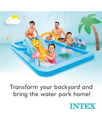 Intex Inflatable Jungle Adventure Play Center & Plastic Fun Ballz, 100 Pack