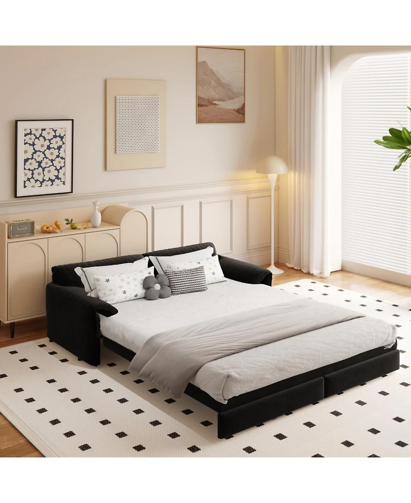 Streamdale Furniture 66" Queen Pull Out Sofa Bed with Storage