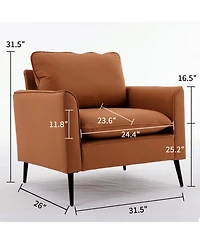 Streamdale Furniture Streamdale Cat paw leather upholstered sofa 2PC, Nordic retro single casual sofa chair