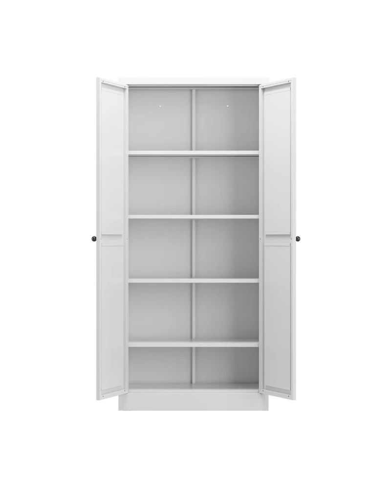 Streamdale Furniture Streamdale 61" White Metal Kitchen Pantry Cabinet with 4 Adjustable Shelves