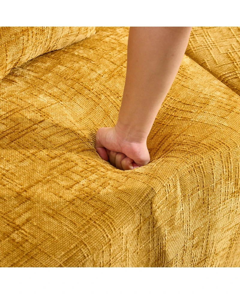 Streamdale Furniture Streamdale Yellow Curved Compressed Sofa - Nordic Design for Living Room