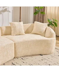 Streamdale Beige Curved Sofa, Nordic-style Design for Living Room, Comfortable & Soft