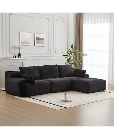 Streamdale Furniture Modern Memory Foam Compressed Sofa, Large Sectional Couch, Pet-Friendly, Black